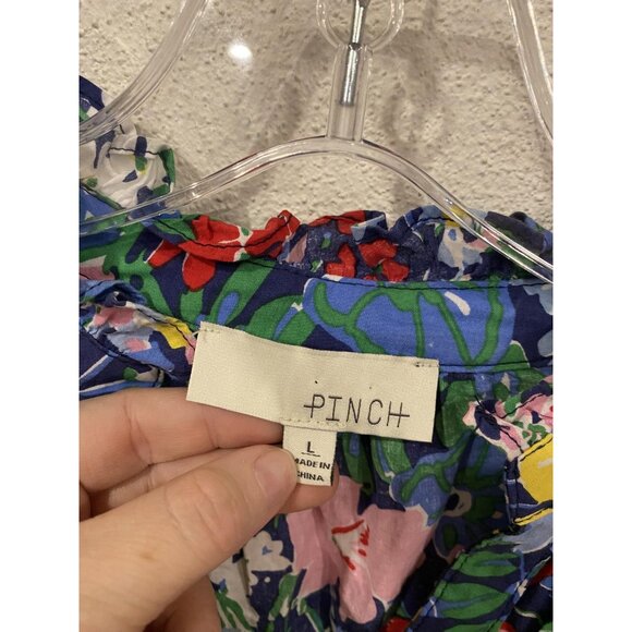 PINCH Dress Womens Large Multicolor Floral Flutter Sleeve Tiered Short Sundress - Picture 3 of 4